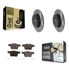 [Rear] 16-19 Land Rover Range Evoque Performance Drilled & Slotted Brake Rotor & Ceramic Pads Kit For Max Braking
