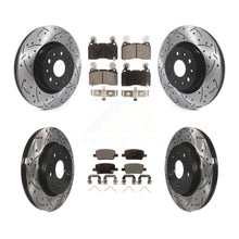 Load image into Gallery viewer, Front Rear Coated Drilled Slot Disc Brake Rotor Ceramic Pad Kit For Cadillac CT6