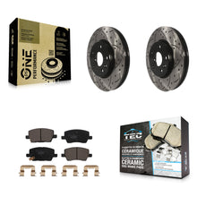 Charger l'image dans la galerie, [Front] 2018-2020 Chevrolet Sonic Performance Drilled &amp; Slotted Brake Rotor &amp; Ceramic Pads Kit For Max Braking