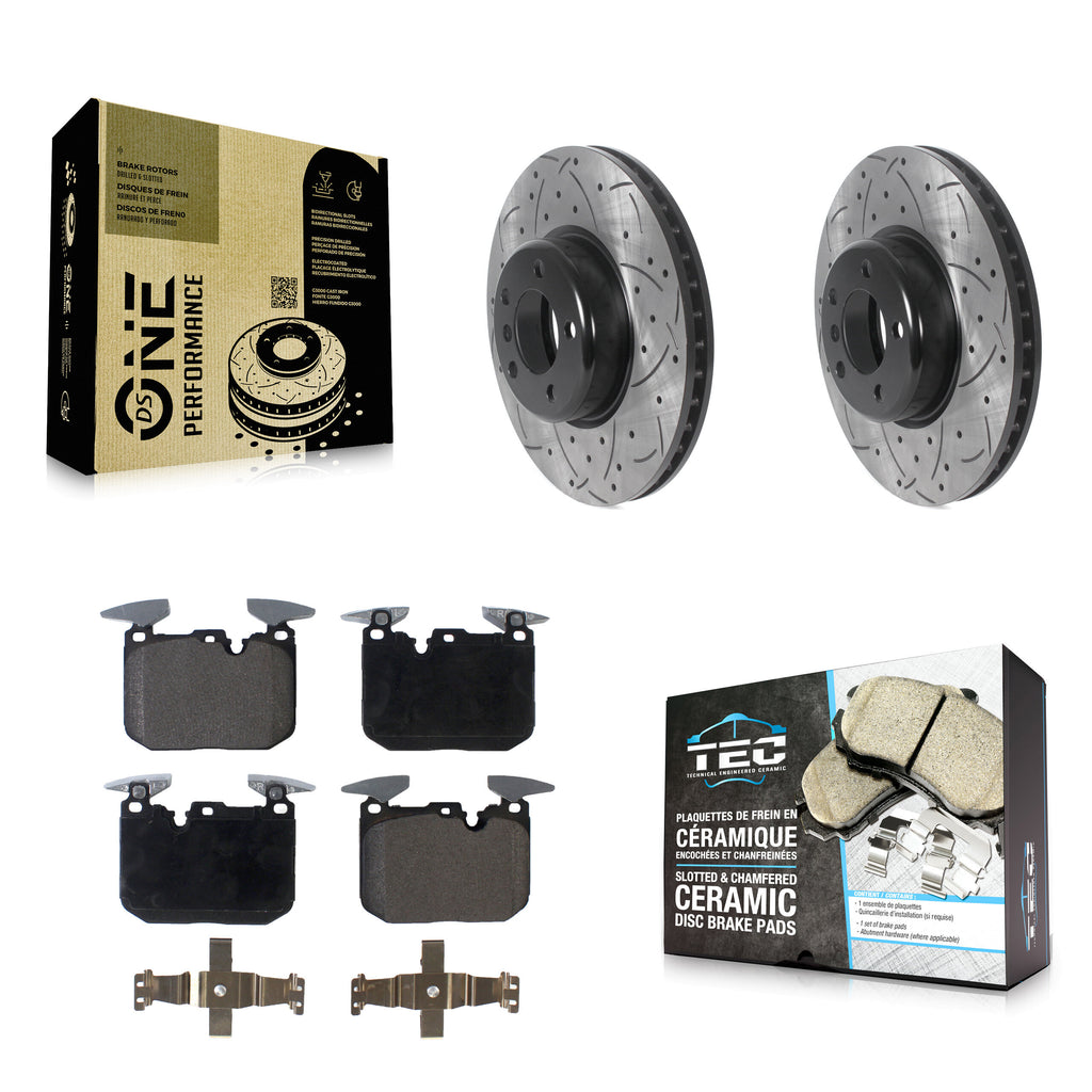 Front Drill Slot Brake Rotors Ceramic Pad Kit For BMW 328i 428i 330i xDrive 335i