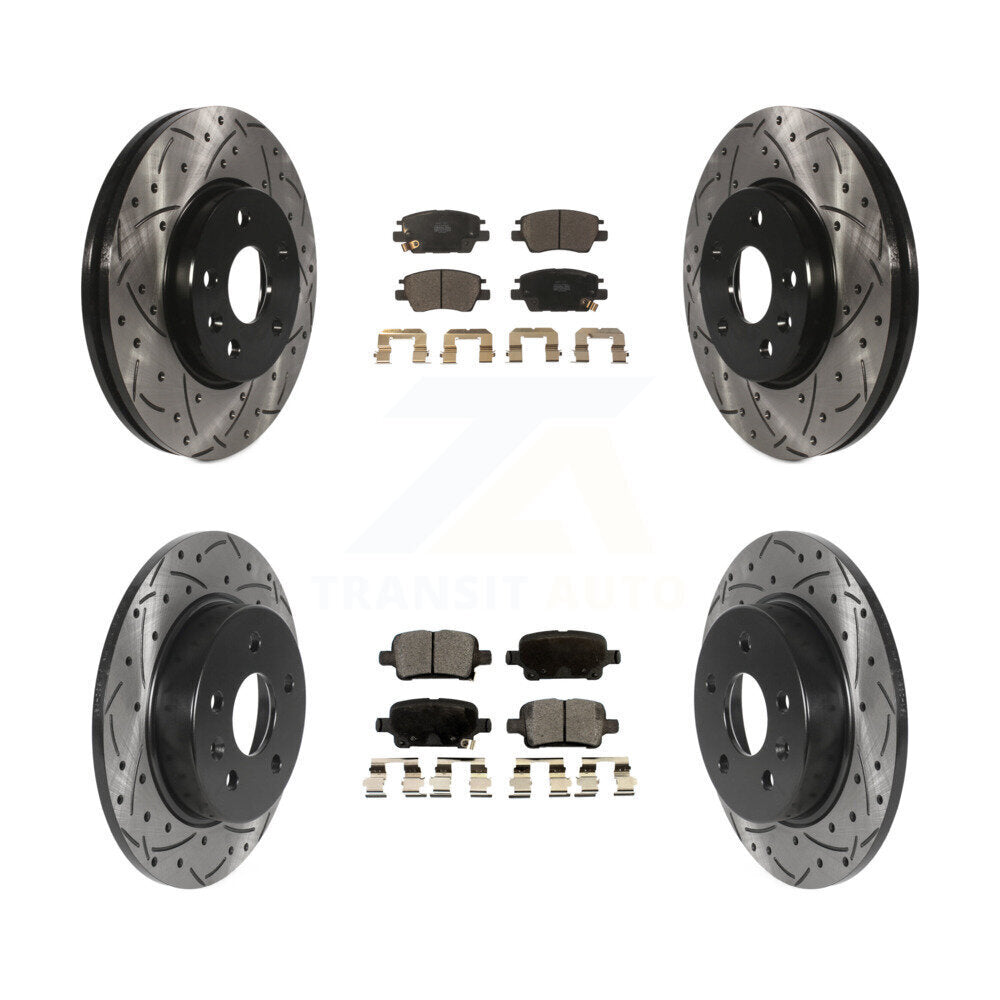 Front Rear Drill Slot Brake Rotors Ceramic Pad Kit For Chevrolet Cruze Volt Bolt