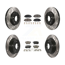 [Front+Rear] 2017 Honda Accord LX-S Performance Drilled & Slotted Brake Rotor & Ceramic Pads Kit For Max Braking