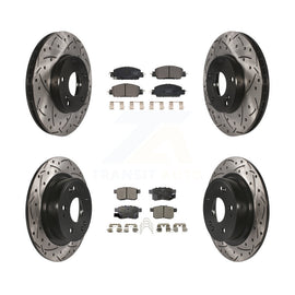 Front Rear Coated Drilled Slot Disc Brake Rotor Ceramic Pad Kit For Honda Accord