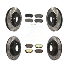 Charger l'image dans la galerie, Front Rear Coated Drilled Slotted Disc Brake Rotor &amp; Ceramic Pad Kit For Mazda 6
