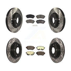 Front Rear Coated Drilled Slotted Disc Brake Rotor & Ceramic Pad Kit For Mazda 6