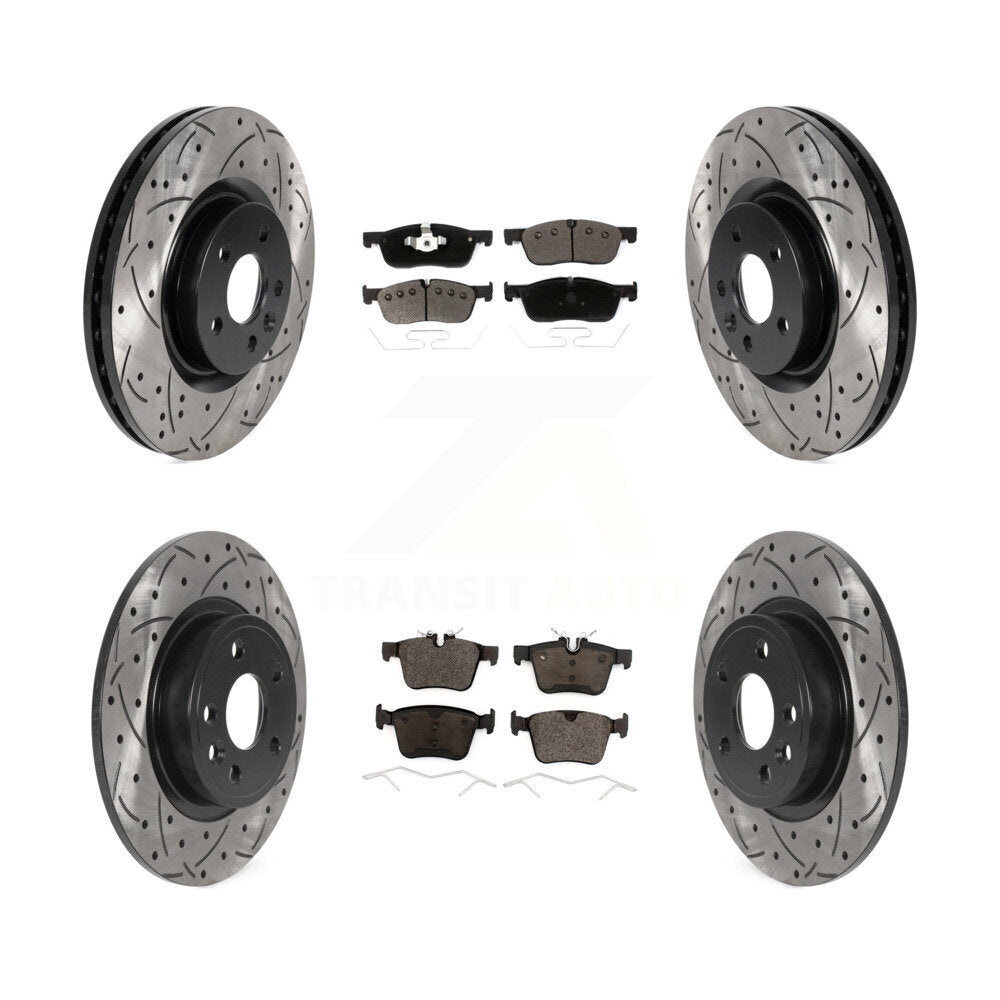 Front Rear Drill Slot Brake Rotor Ceramic Pad Kit For Land Rover Discovery Sport