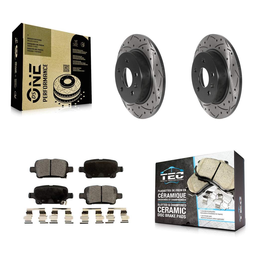 Rear Drill Slot Brake Rotor Ceramic Pad Kit For Chevrolet Cruze Volt Bolt EV EUV
