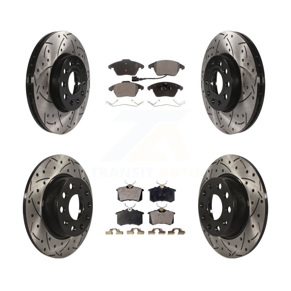 Front Rear Drilled Slot Disc Brake Rotor & Ceramic Pad Kit For Volkswagen Beetle