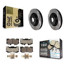 Load image into Gallery viewer, Front Coated Drilled Slotted Disc Brake Rotor &amp; Ceramic Pad Kit For Ford Mustang