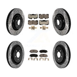 Front Rear Coated Drilled Slot Disc Brake Rotor Ceramic Pad Kit For Ford Mustang