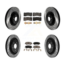 Load image into Gallery viewer, Front Rear Coated Drilled Slot Disc Brake Rotor Ceramic Pad Kit For Ford Mustang