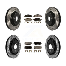 Load image into Gallery viewer, Front Rear Coated Drilled Slot Disc Brake Rotor Ceramic Pad Kit For Ford Mustang