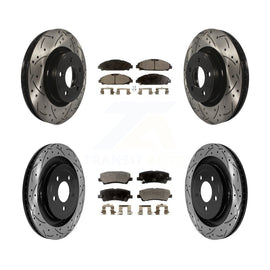 Front Rear Coated Drilled Slot Disc Brake Rotor Ceramic Pad Kit For Ford Mustang