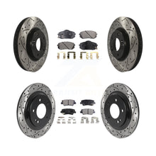 Charger l'image dans la galerie, Front Rear Coated Drilled Slot Disc Brake Rotors Ceramic Pad Kit For Kia Soul EV