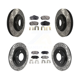 Front Rear Coated Drilled Slot Disc Brake Rotors Ceramic Pad Kit For Kia Soul EV