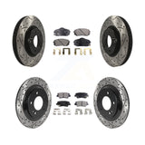 Front Rear Coated Drilled Slot Disc Brake Rotors Ceramic Pad Kit For Kia Soul EV