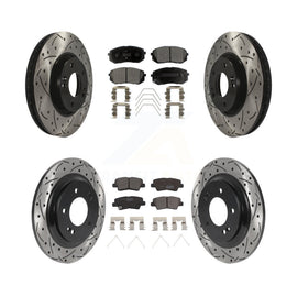 [Front+Rear] 2017-2019 Kia Soul EV Performance Drilled & Slotted Brake Rotor & Ceramic Pads Kit For Max Braking