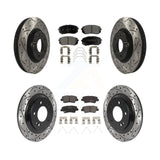 [Front+Rear] 2017-2019 Kia Soul EV Performance Drilled & Slotted Brake Rotor & Ceramic Pads Kit For Max Braking