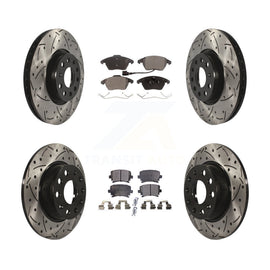 [Front+Rear] 2011 Volkswagen GTI Performance Drilled & Slotted Brake Rotor & Ceramic Pads Kit For Max Braking