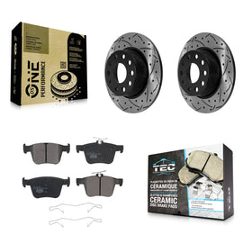 Rear Coat Drill Slot Disc Brake Rotors Ceramic Pad Kit For Volkswagen Jetta Taos
