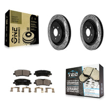 Load image into Gallery viewer, Rear Coated Drilled Slotted Disc Brake Rotors &amp; Ceramic Pad Kit For Ford Mustang