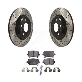 [Rear] 09 Audi A4 Quattro Convertible Performance Drilled & Slotted Brake Rotor & Ceramic Pads Kit For Max Braking