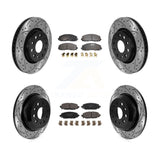 Front Rear Drill Slot Disc Brake Rotor Ceramic Pad Kit For Jeep Wrangler Rubicon