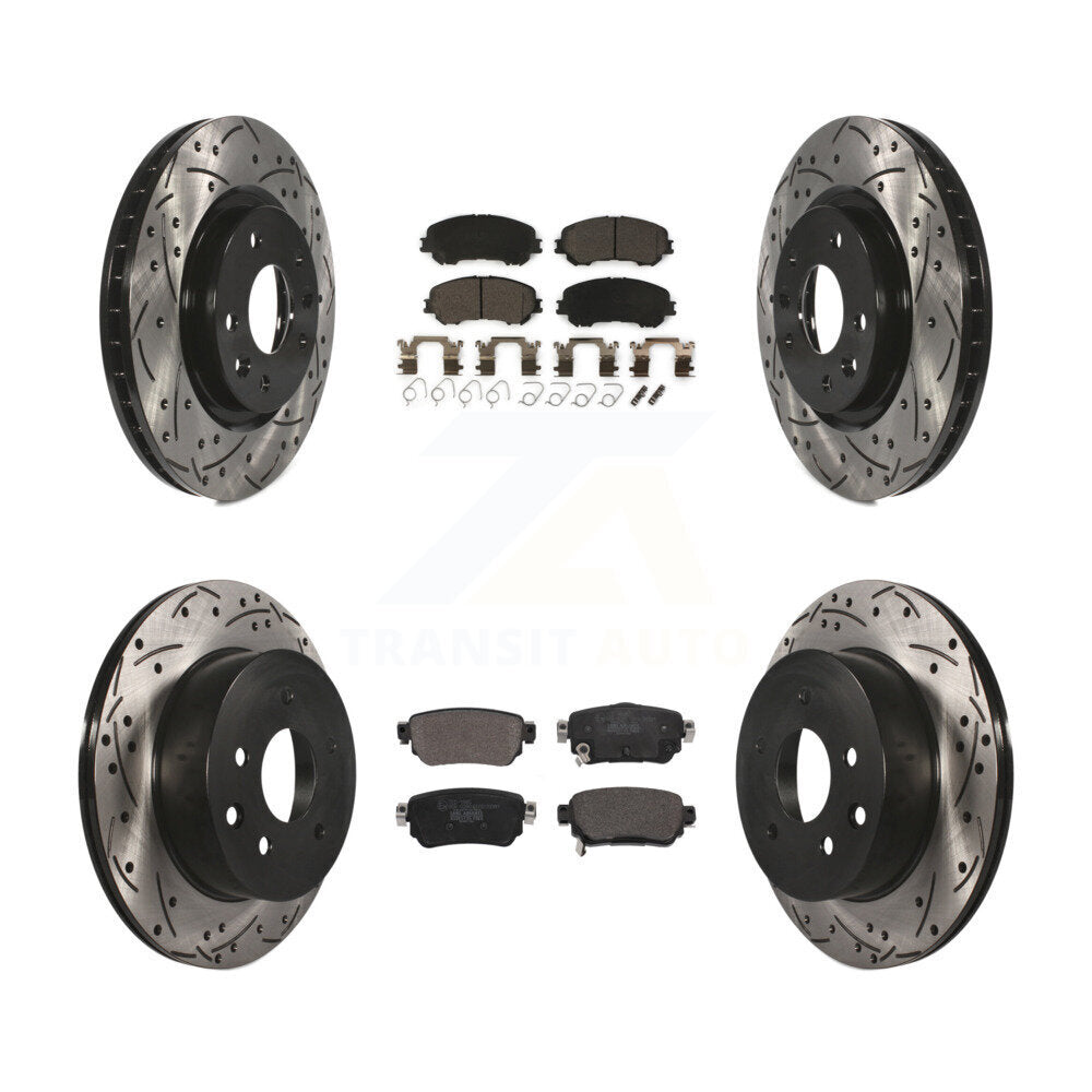 Front Rear Drill Slot Brake Rotor Ceramic Pad Kit For Nissan Rogue Sport Qashqai