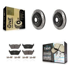 Rear Coated Drilled Slotted Disc Brake Rotors And Ceramic Pads Kit For Ram 1500