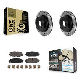 [Rear] 18-21 Jeep Wrangler Rubicon Performance Drilled & Slotted Brake Rotor & Ceramic Pads Kit For Max Braking