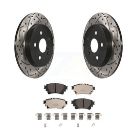 [Rear] 2019 Toyota Corolla 1.8L Performance Drilled & Slotted Brake Rotor & Ceramic Pads Kit For Max Braking