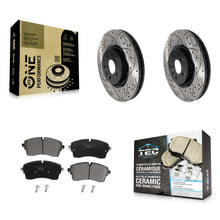 Load image into Gallery viewer, [Front] 2018 Jaguar E-Pace S/SE Performance Drilled &amp; Slotted Brake Rotor &amp; Ceramic Pads Kit For Max Braking