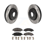 Front Drilled Slot Brake Rotor & Ceramic Pad Kit For Chevrolet Silverado 1500 LD