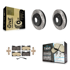 Front Drilled Slot Brake Rotors Ceramic Pad Kit For Chevrolet Silverado 1500 GMC
