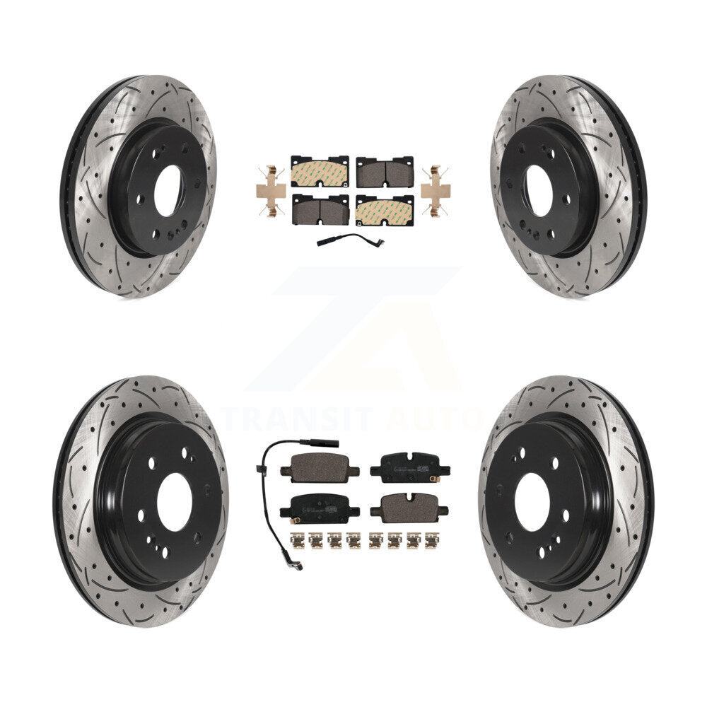 Front Rear Drilled Slot Brake Rotor Ceramic Pad Kit For Chevrolet Silverado 1500