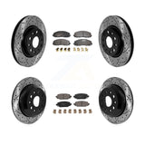 Front Rear Drill Slot Brake Rotors Ceramic Pad Kit For 18-20 Jeep Wrangler Sport