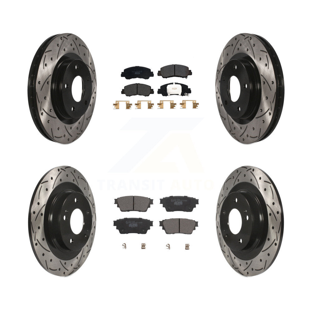 Front Rear Drilled Slot Brake Rotor Ceramic Pad Kit For Mitsubishi Eclipse Cross