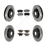 [Front+Rear] 2018 Jaguar E-Pace S/SE Performance Drilled & Slotted Brake Rotor & Ceramic Pads Kit For Max Braking