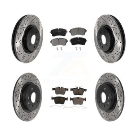 [Front+Rear] 2018 Jaguar E-Pace S/SE Performance Drilled & Slotted Brake Rotor & Ceramic Pads Kit For Max Braking