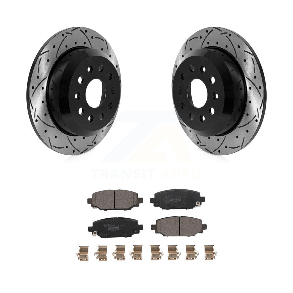 Rear Drilled Slot Brake Rotors Ceramic Pad Kit For 2018-2020 Jeep Wrangler Sport