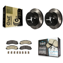 Load image into Gallery viewer, [Rear] 2019-2022 Ram 2500 3500 Performance Drilled &amp; Slotted Brake Rotor &amp; Ceramic Pads Kit For Max Braking