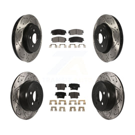 Front Rear Coated Drill Slot Disc Brake Rotors Ceramic Pad Kit For Dodge Charger