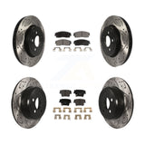 Front Rear Coated Drill Slot Disc Brake Rotors Ceramic Pad Kit For Dodge Charger