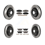 Front Rear Coated Drilled Slotted Disc Brake Rotors Ceramic Pad Kit For Ram 1500