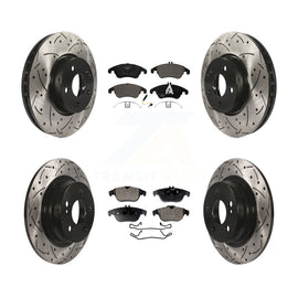Front Rear Drilled Slot Disc Brake Rotors Ceramic Pad Kit For Mercedes-Benz C300
