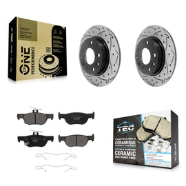 Rear Coated Drilled Slotted Disc Brake Rotor & Ceramic Pad Kit For Mazda 3 CX-30