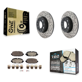 Rear Coated Drilled Slotted Disc Brake Rotors & Ceramic Pad Kit For Jeep Compass