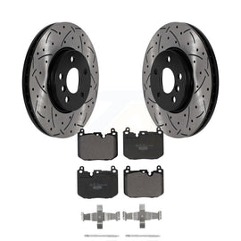 [Front] 17-20 Mini Cooper Clubman S Performance Drilled & Slotted Brake Rotor & Ceramic Pads Kit For Max Braking