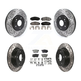 Front Rear Coated Drilled Slot Disc Brake Rotor Ceramic Pad Kit For Honda Accord