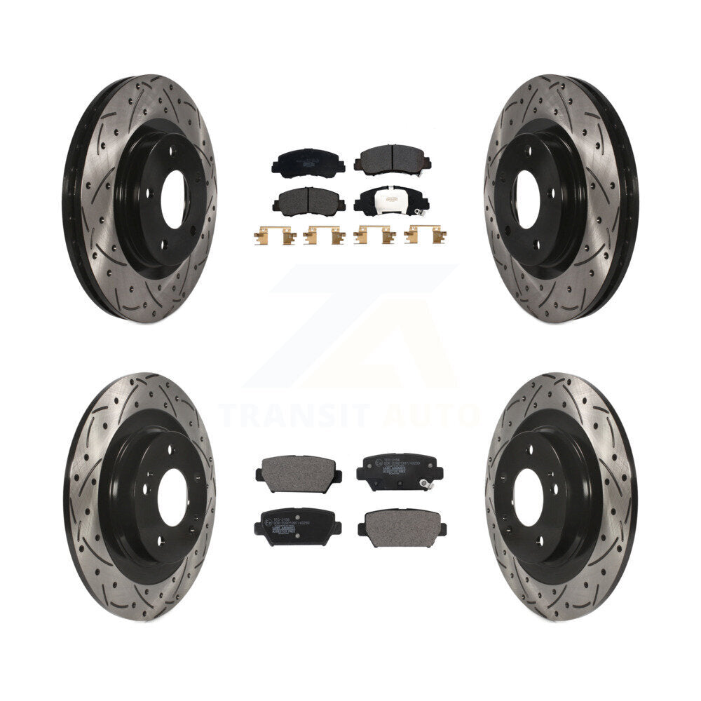 Front Rear Drilled Slot Brake Rotor Ceramic Pad Kit For Mitsubishi Eclipse Cross